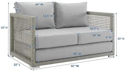 Aura Outdoor Patio Wicker Rattan Loveseat in Grey