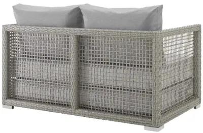 Aura Outdoor Patio Wicker Rattan Loveseat in Grey