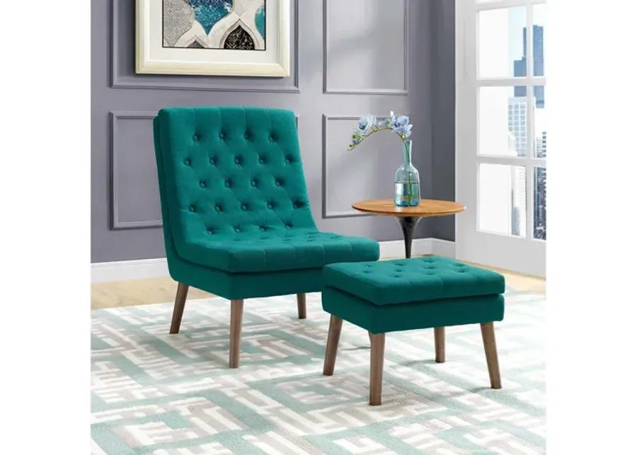 Modify Upholstered Lounge Chair and Ottoman in Teal