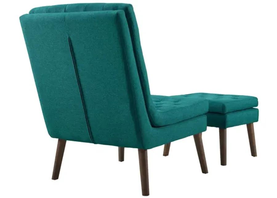 Modify Upholstered Lounge Chair and Ottoman in Teal