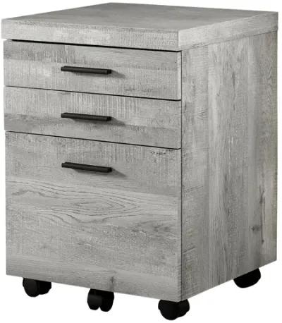 Filing Cabinet - 3 Drawer / Grey Reclaimed Wood / Castors