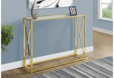 Gold Metal Accent Table with Tempered Glass