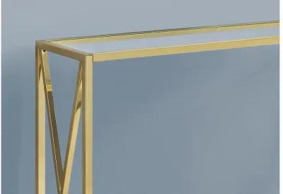 Gold Metal Accent Table with Tempered Glass