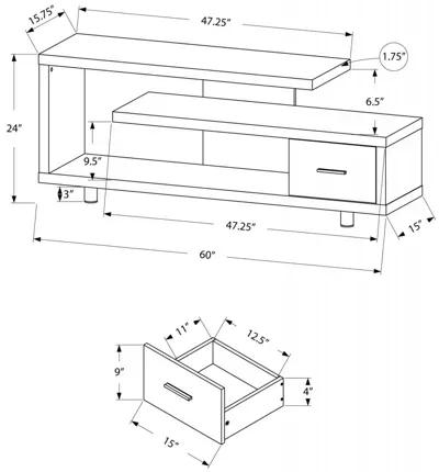 Black & Grey 1-Drawer TV Stand