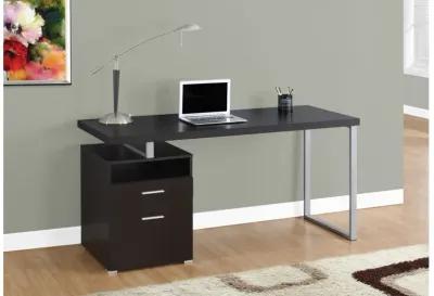 Computer Desk - 60"L / Espresso / Silver Metal