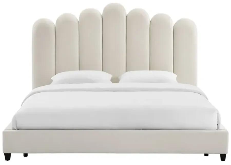 Celine Cream Velvet Bed in Queen