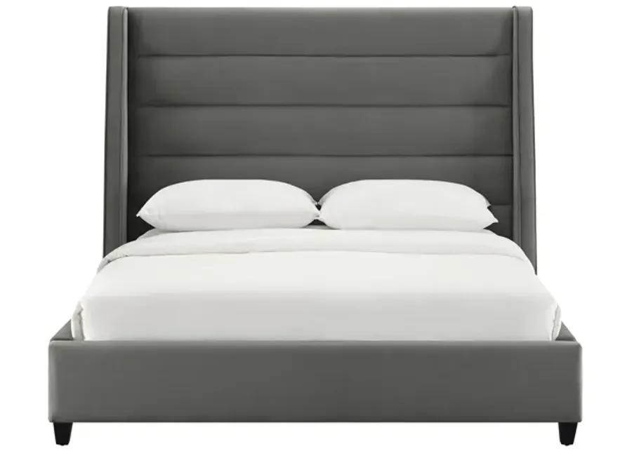 Koah Grey Velvet Bed in King