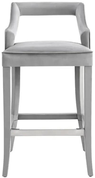 Tiffany Grey Velvet Counter Stool