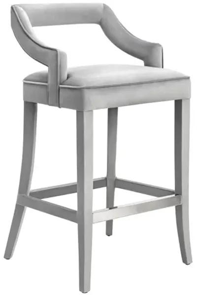 Tiffany Grey Velvet Counter Stool