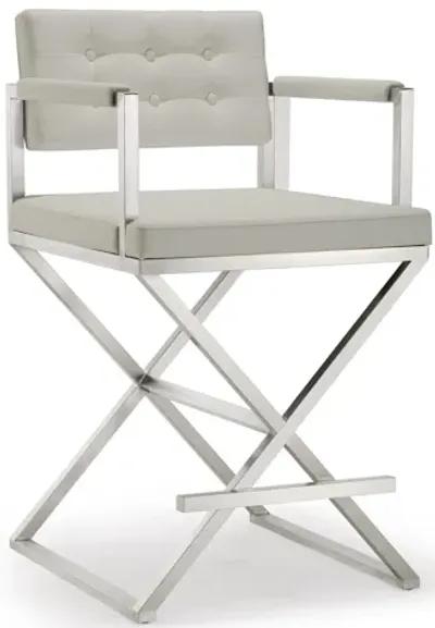 Director Light Grey Stainless Steel Counter Stool