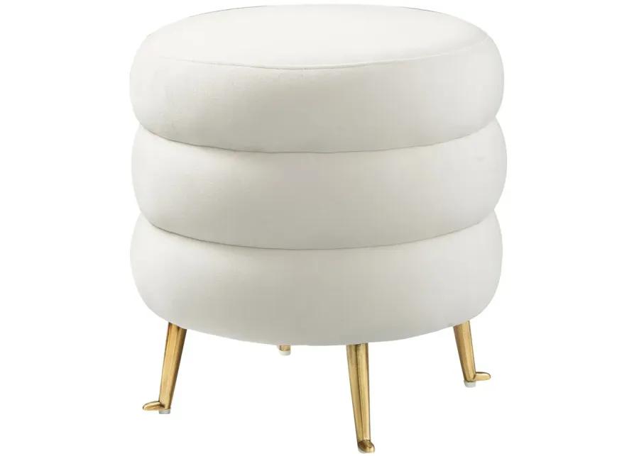 Ladder Cream Velvet Ottoman