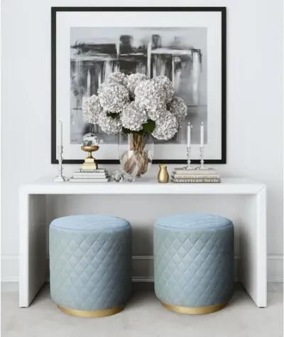 Abir Light Blue Velvet Ottoman