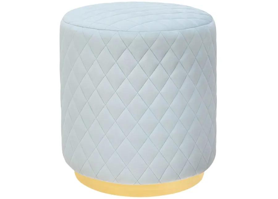 Abir Light Blue Velvet Ottoman