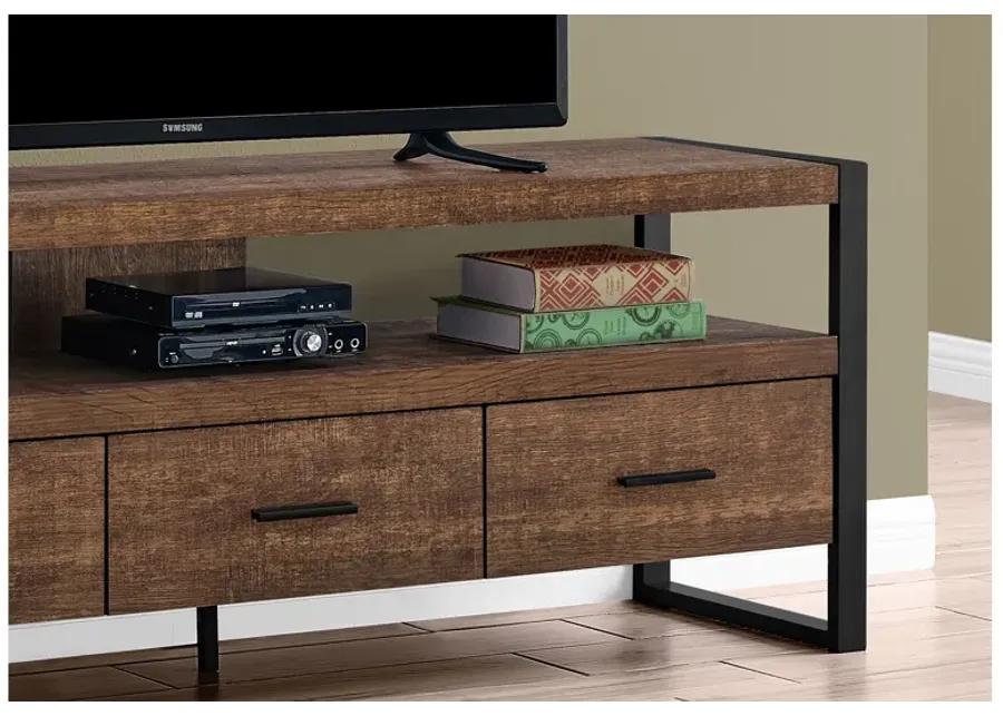 Tv Stand - 60"L / Brown Reclaimed Wood-Look / 3 Drawers