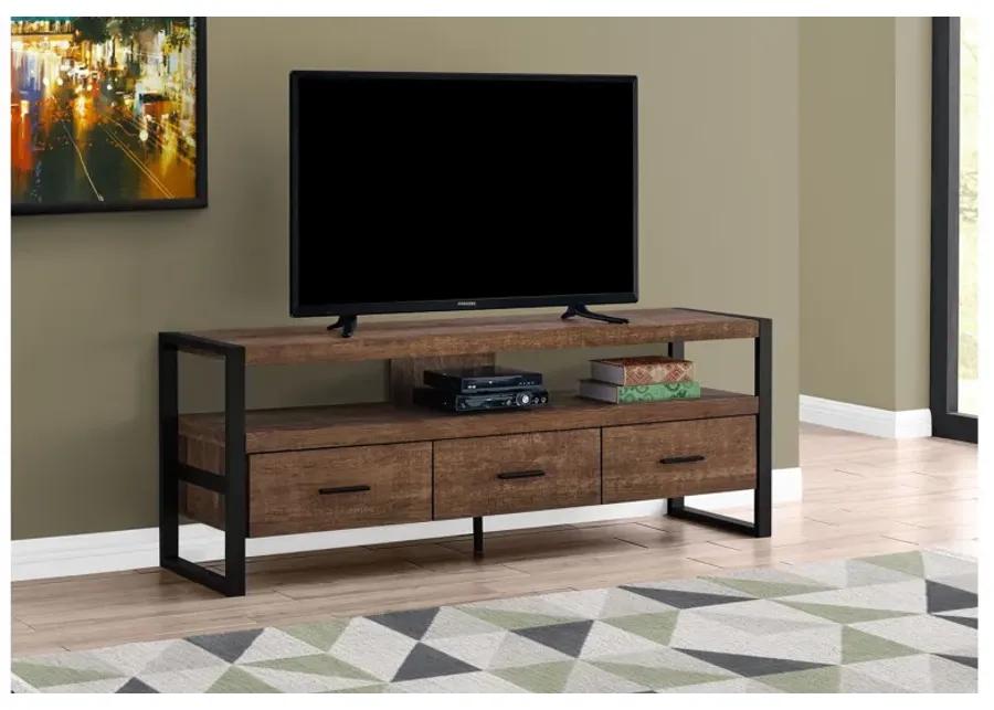 Tv Stand - 60"L / Brown Reclaimed Wood-Look / 3 Drawers