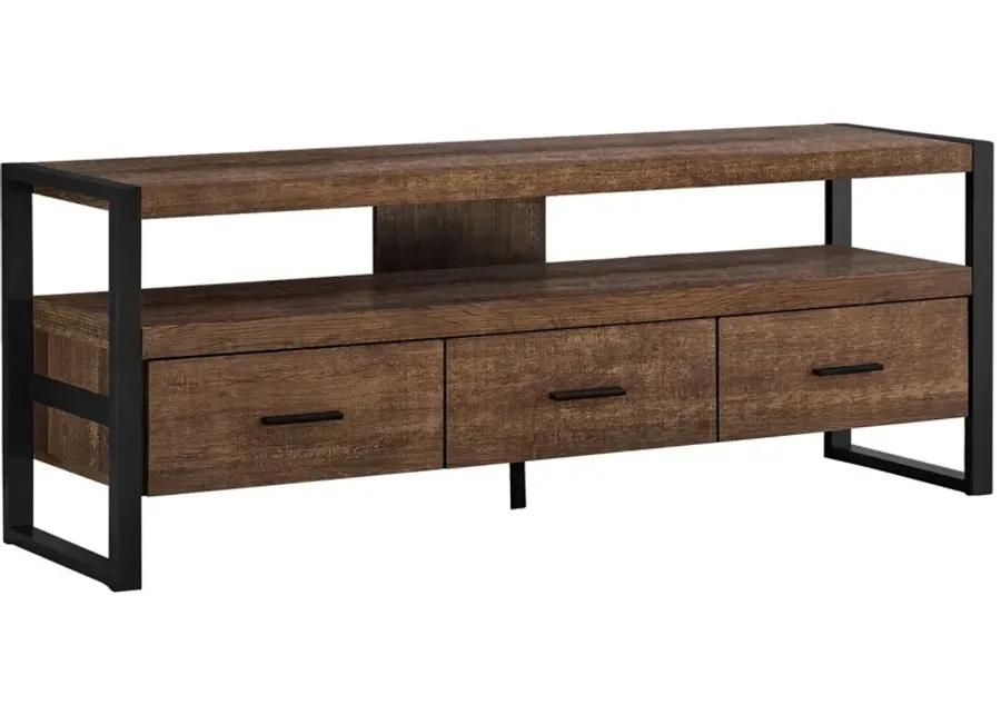 Tv Stand - 60"L / Brown Reclaimed Wood-Look / 3 Drawers