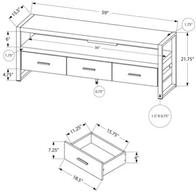 Grey Reclaimed Wood-Look 60" TV Stand with Three Drawers