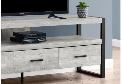 Grey Reclaimed Wood-Look 60" TV Stand with Three Drawers