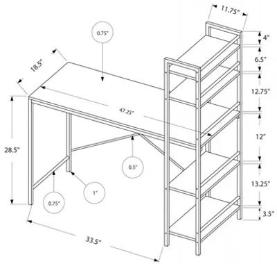 Findler 48" Cappuccino Computer Desk with Shelves