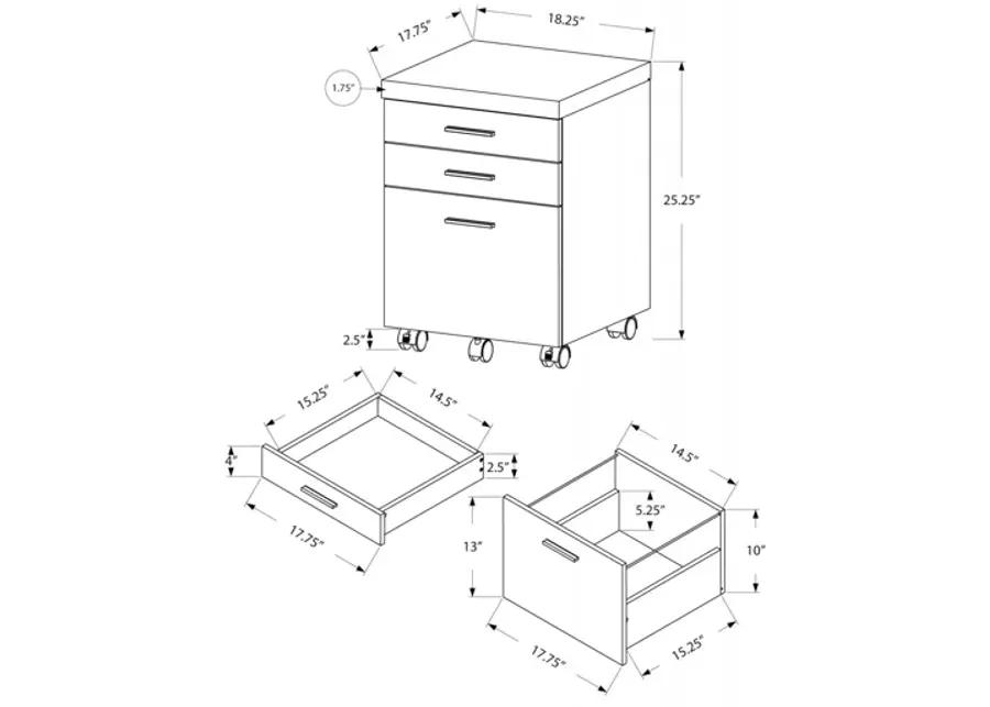 Baylis 3-Drawer White with Faux Cement Top Filing Cabinet