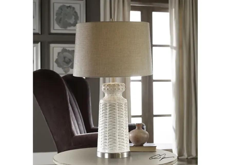 Kansa Distressed White Table Lamp