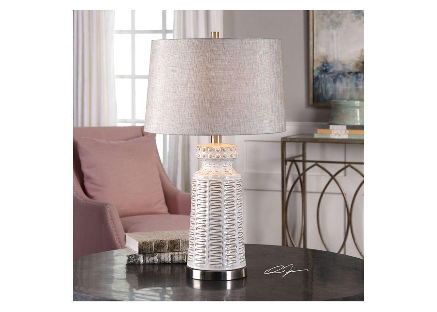 Kansa Distressed White Table Lamp