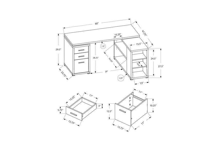 Regent L-Shaped Taupe Computer Desk