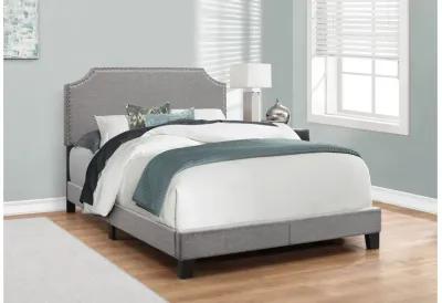 Bed - Full Size / Grey Linen With Chrome Trim