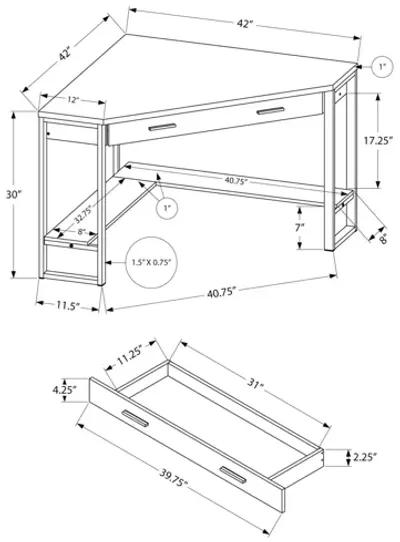 Easton 42" Espresso Corner Computer Desk