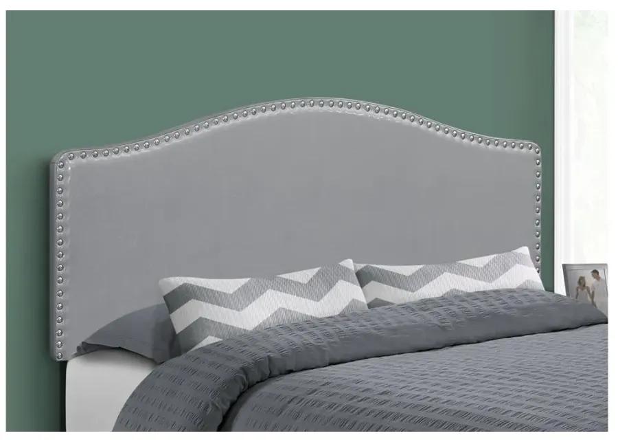 Wolfe Grey Faux Leather Queen Headboard