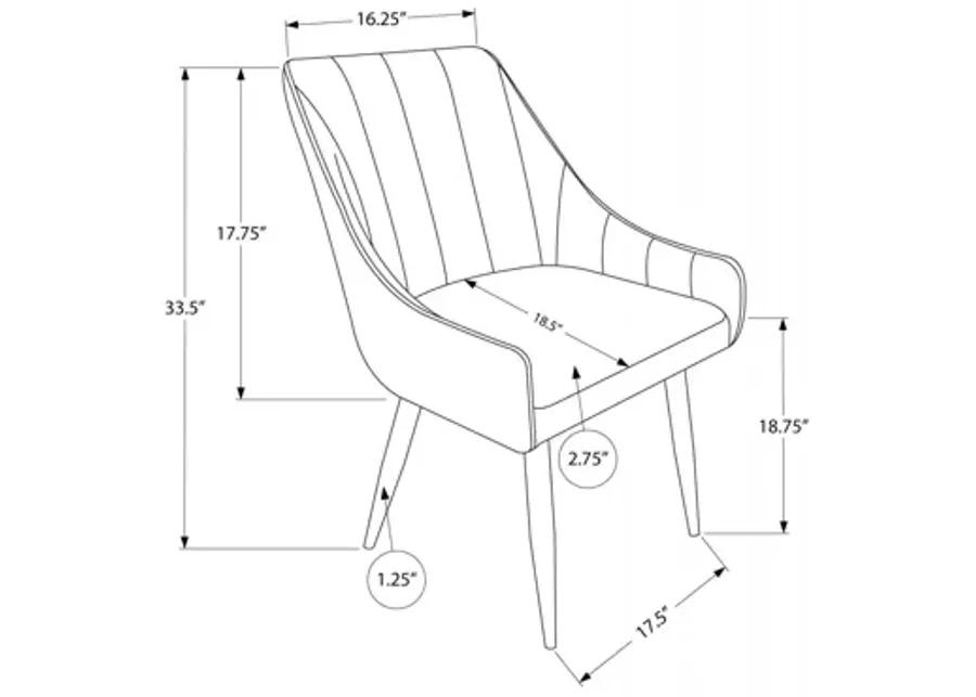 Dining Chair - 2Pcs / 33"H / Taupe Fabric / Black Metal