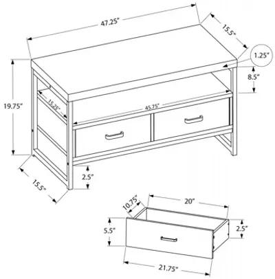 Tv Stand - 48"L / Grey / Black Metal