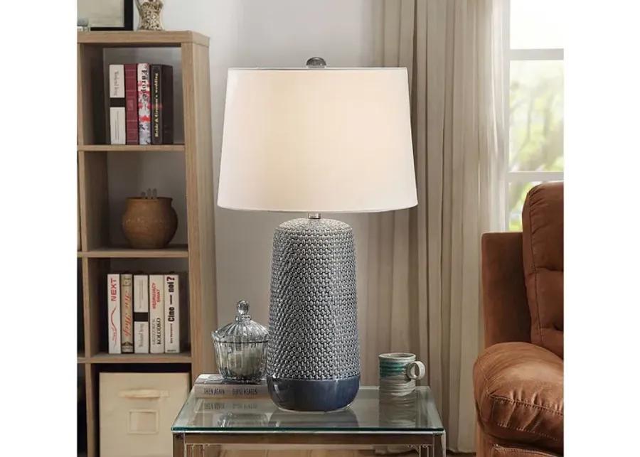 Blue Ceramic Woven Lamp