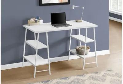 White Metal 48" Computer Desk with Shelves