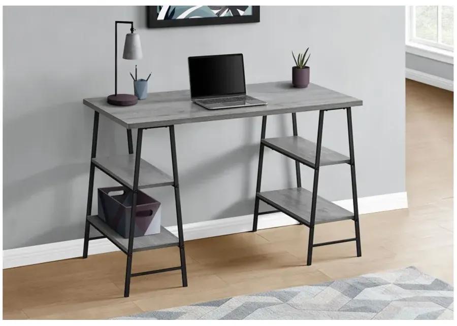 Black Metal & Grey 48" Computer Desk with Shelves