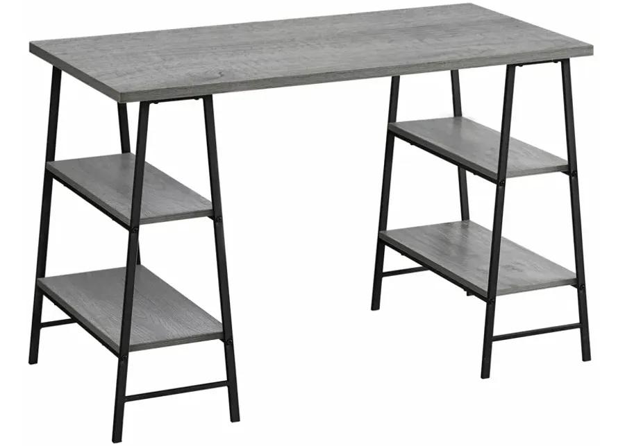 Black Metal & Grey 48" Computer Desk with Shelves