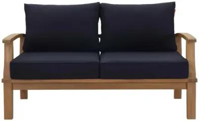 Marina Outdoor Patio Teak Loveseat  in Natural Navy