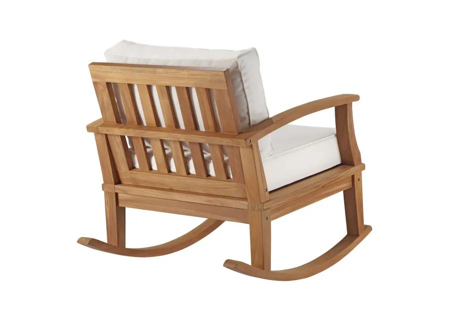 Marina Outdoor Patio Teak Rocking Chair in Natural White