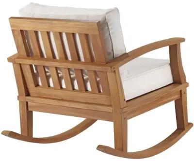 Marina Outdoor Patio Teak Rocking Chair in Natural White