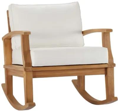 Marina Outdoor Patio Teak Rocking Chair in Natural White