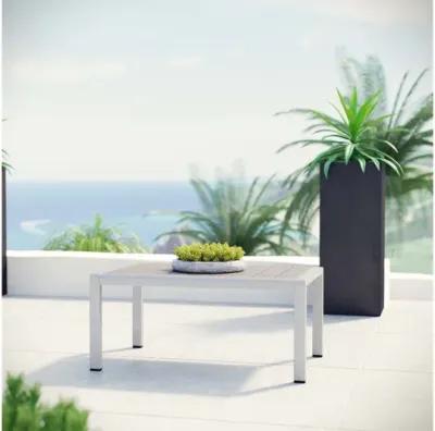 Shore Outdoor Patio Aluminum Coffee Table in Silver Gray