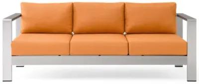 Shore Outdoor Patio Aluminum Sofa in Silver Orange