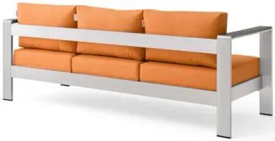 Shore Outdoor Patio Aluminum Sofa in Silver Orange