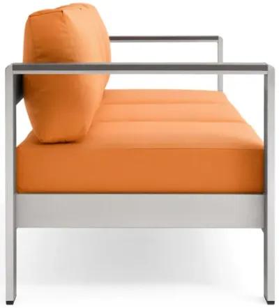 Shore Outdoor Patio Aluminum Sofa in Silver Orange