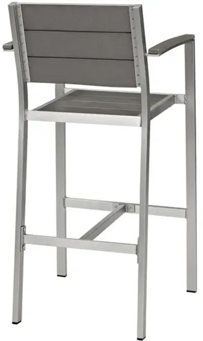 Shore Outdoor Patio Aluminum Bar Stool in Silver Gray