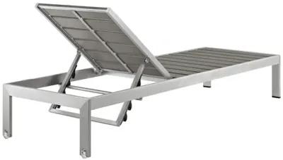 Shore Outdoor Patio Aluminum Chaise in Silver Gray