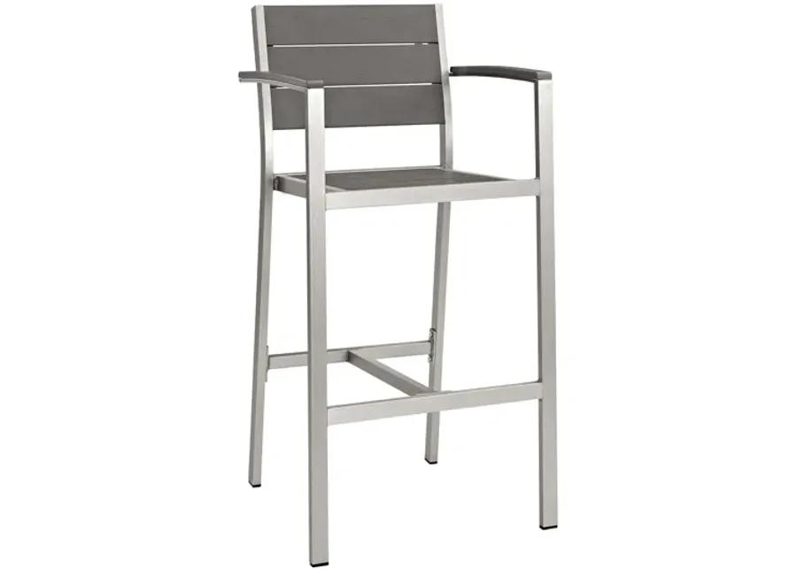 Shore 3 Piece Outdoor Patio Aluminum Pub Set in Silver Gray