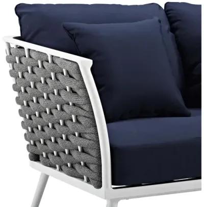 Stance Outdoor Patio Aluminum Loveseat in White Navy