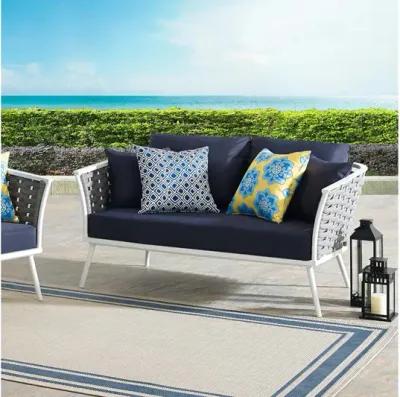 Stance Outdoor Patio Aluminum Loveseat in White Navy