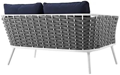 Stance Outdoor Patio Aluminum Loveseat in White Navy